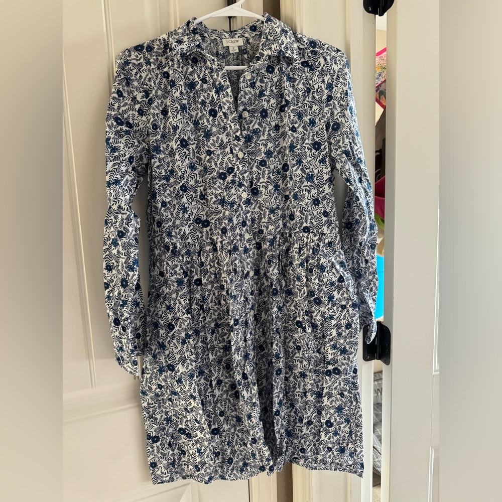 J Crew White and Blue Dress